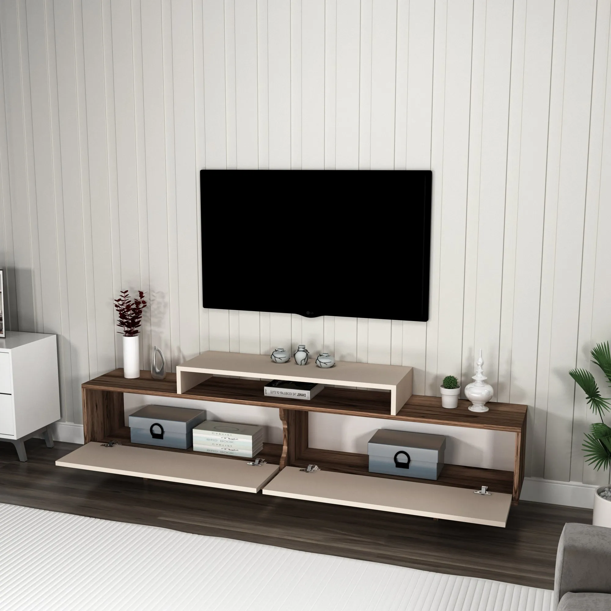 Gaia TV Stand and Entertainment Center with Storage Cabinets for TVs up to 78"