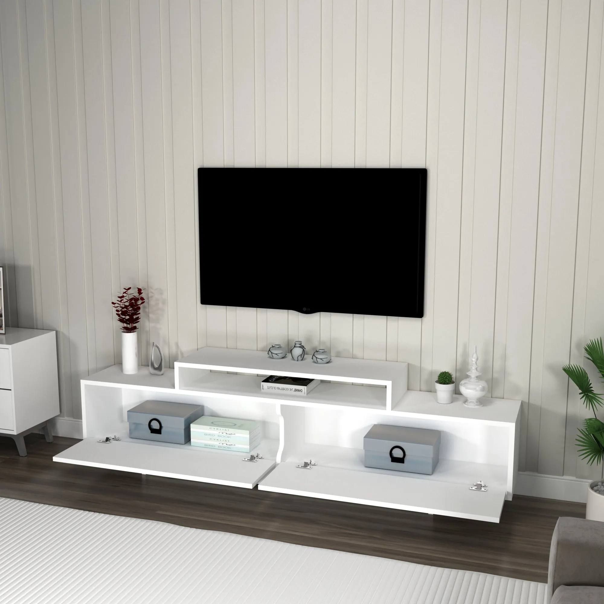 Gaia TV Stand and Entertainment Center with Storage Cabinets for TVs up to 78"