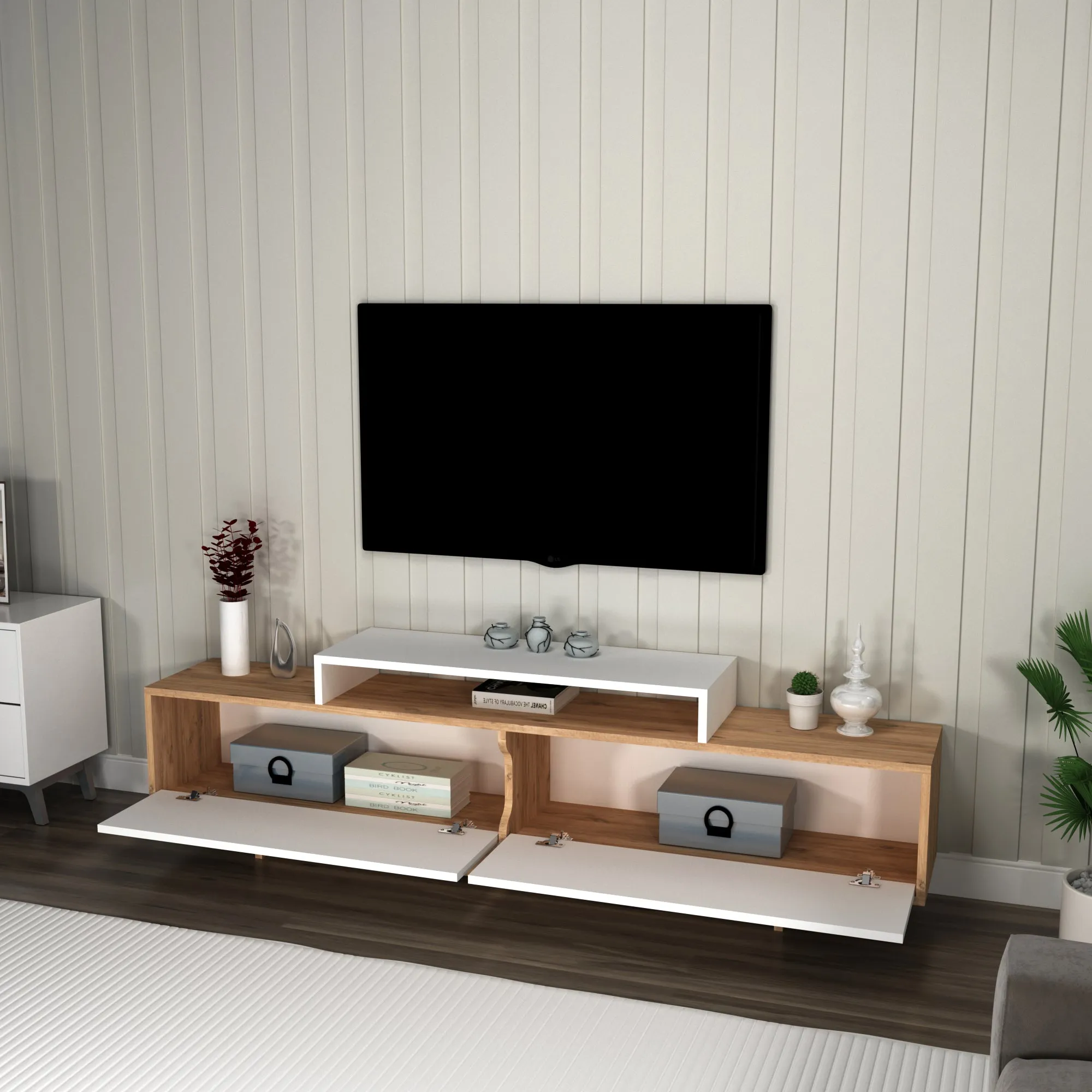 Gaia TV Stand and Entertainment Center with Storage Cabinets for TVs up to 78"