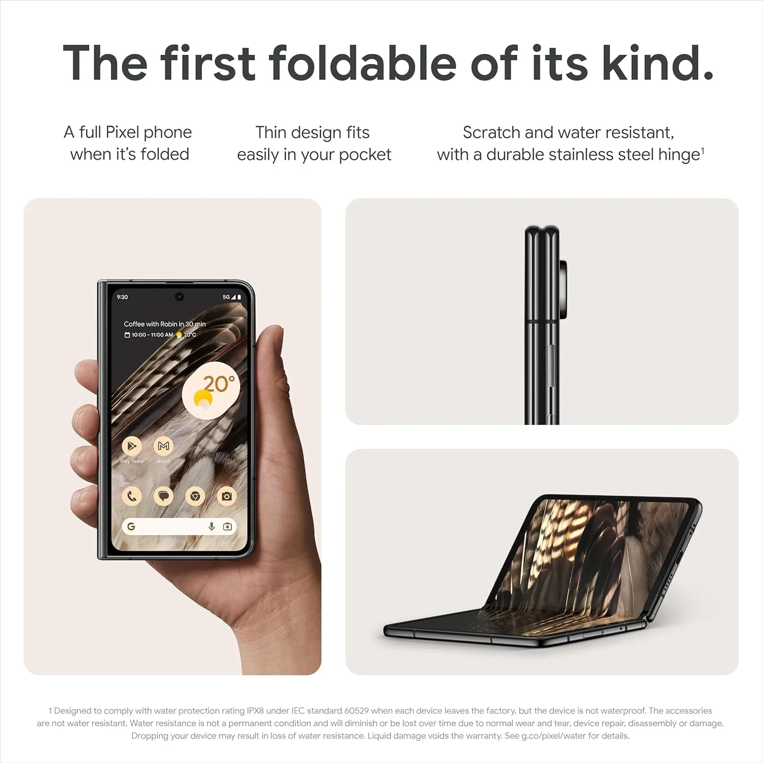Google Pixel Fold 5G 256GB 12GB Dual SIM Foldable Display Android Smartphone SIM-Free Porcelain