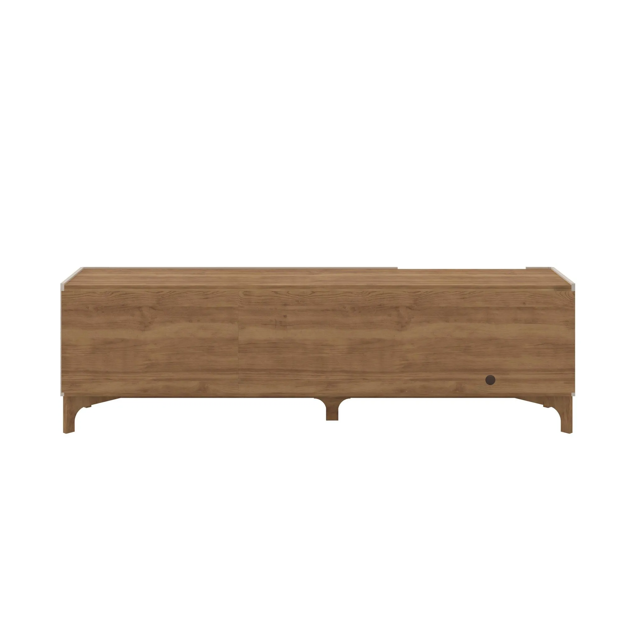 Gowanus 79.92 Modern TV Stand with Media Shelves and Solid Wood Legs in Off White
