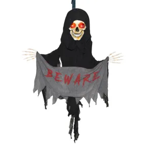 Hanging Reaper with Beware Banner Door Hanger, 53in