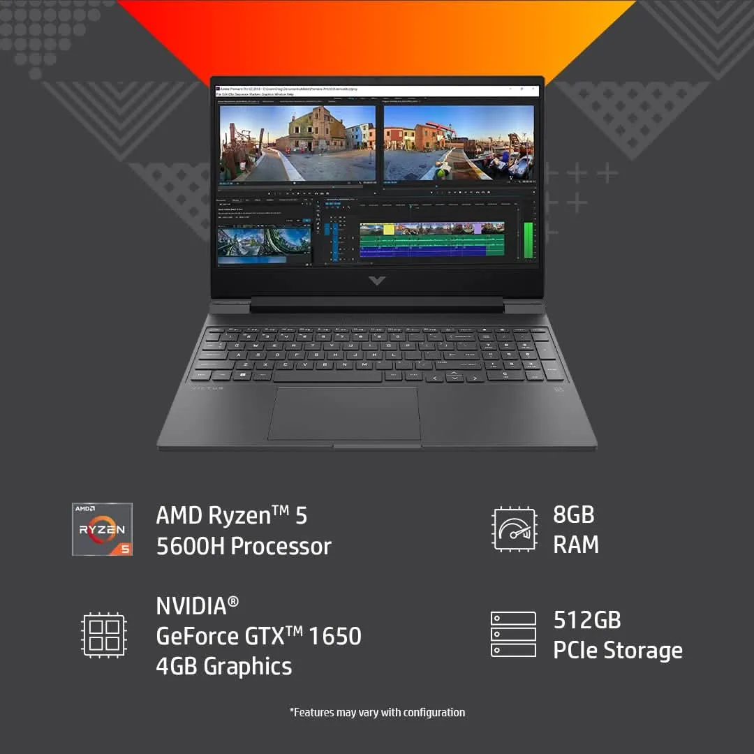 HP VICTUS 15-FB0121AX [R5-5600H RYZEN/8GB DDR4/512GB SSD/WIN11 HOME/15.6 INCH/4GB GTX 1650 GRAPHICS /1 YEAR(S)/BLACK]