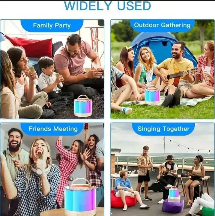 K52 Smart Portable Karaoke Speaker with Dual Microphones & RGB LED Lights – Bluetooth, AUX, and TF Card Support