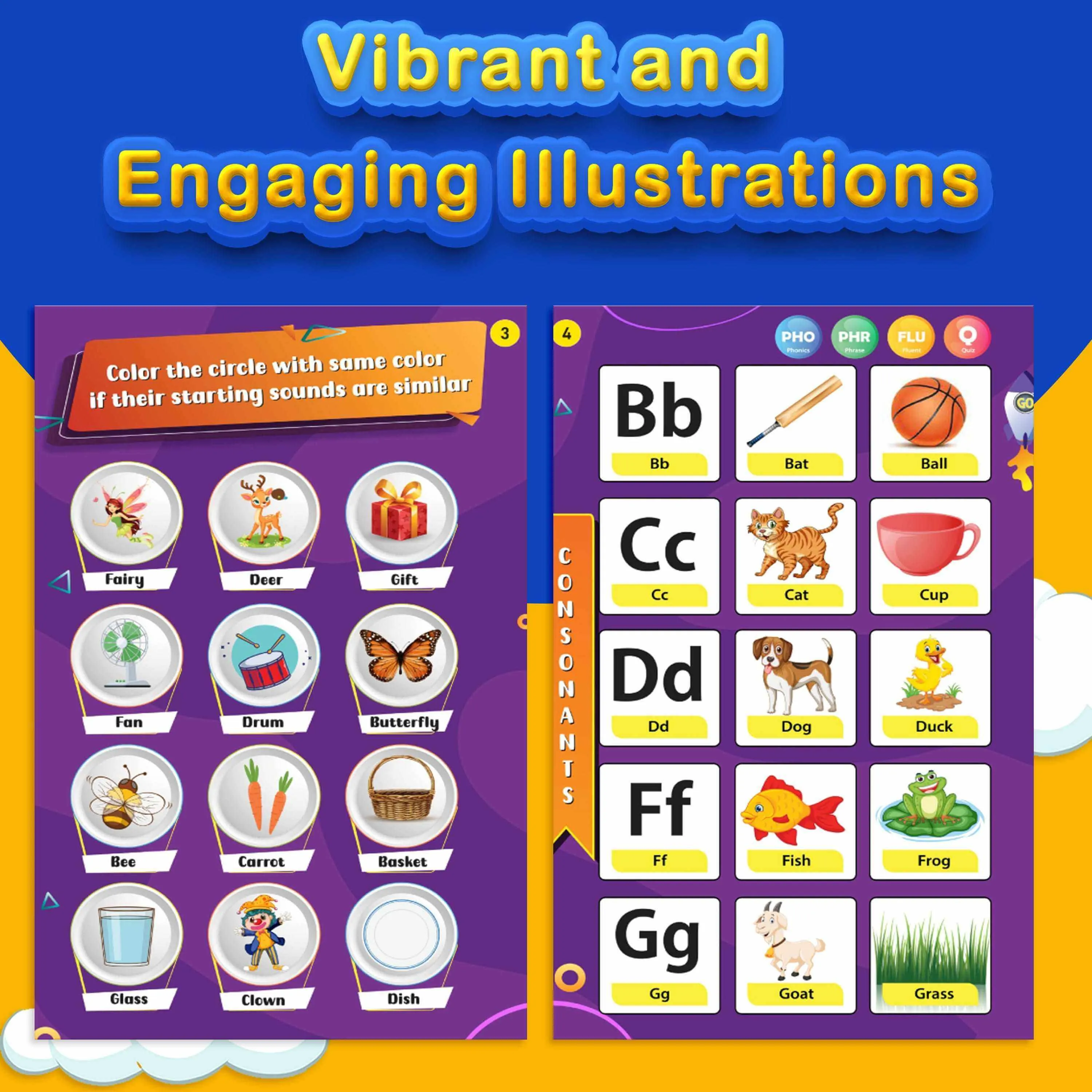 Kiddale 3-Pack Phonics,Trip to Zoo,My Home Children Sound Books
