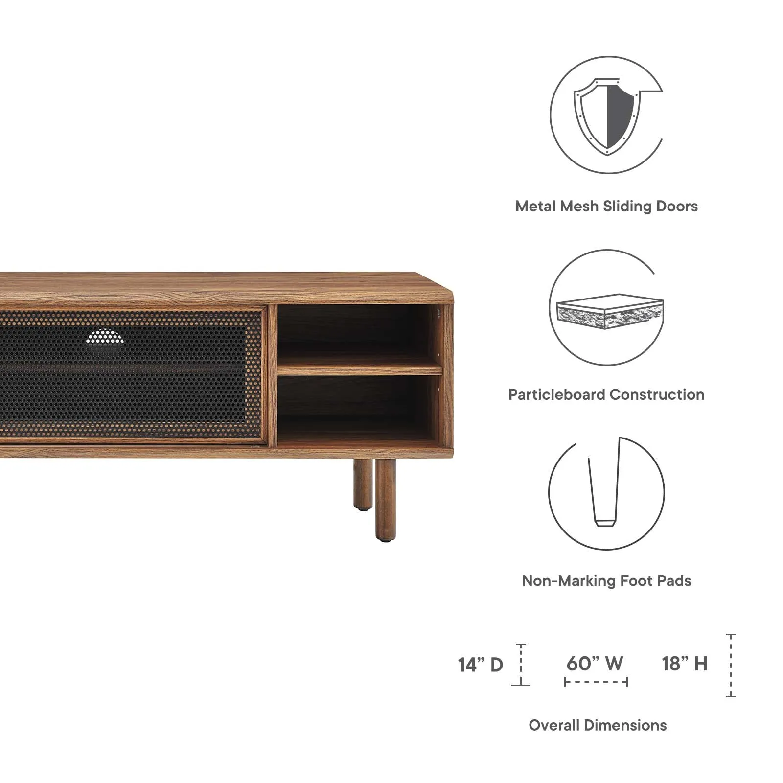 Kurtis 60" TV Stand Walnut EEI-6234-WAL