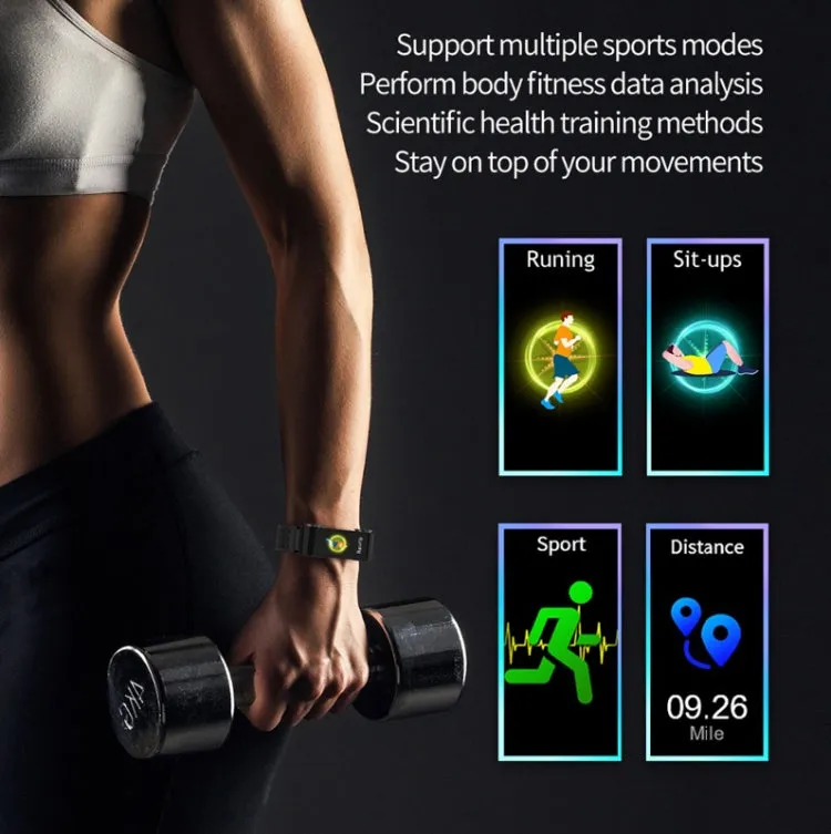 L890 1.14 inch TFT Color Screen Sports Bracelet with Bluetooth Headset, Support Call Reminder/Heart Rate Measurement/Blood Pressure Monitoring/Body Temperature Measurement(Black)