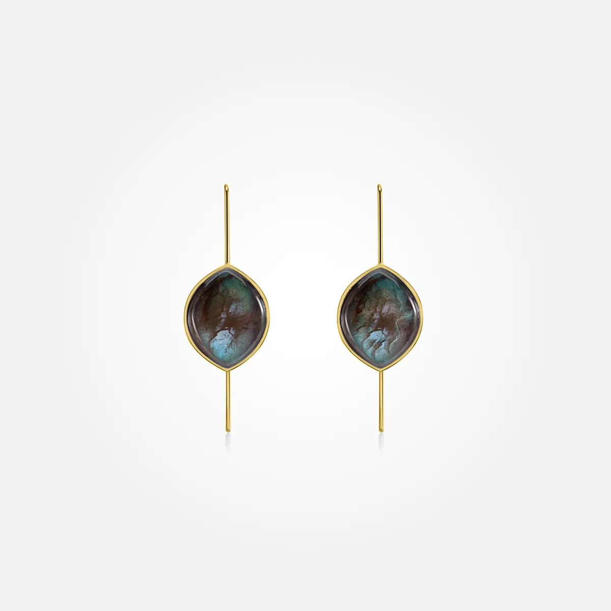 Labradorite Stone Earrings (Curved)