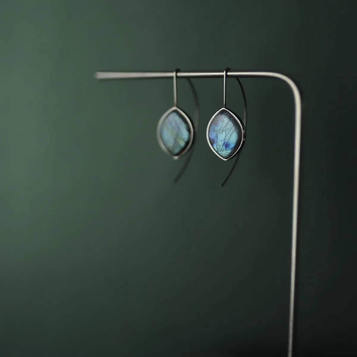 Labradorite Stone Earrings (Curved)