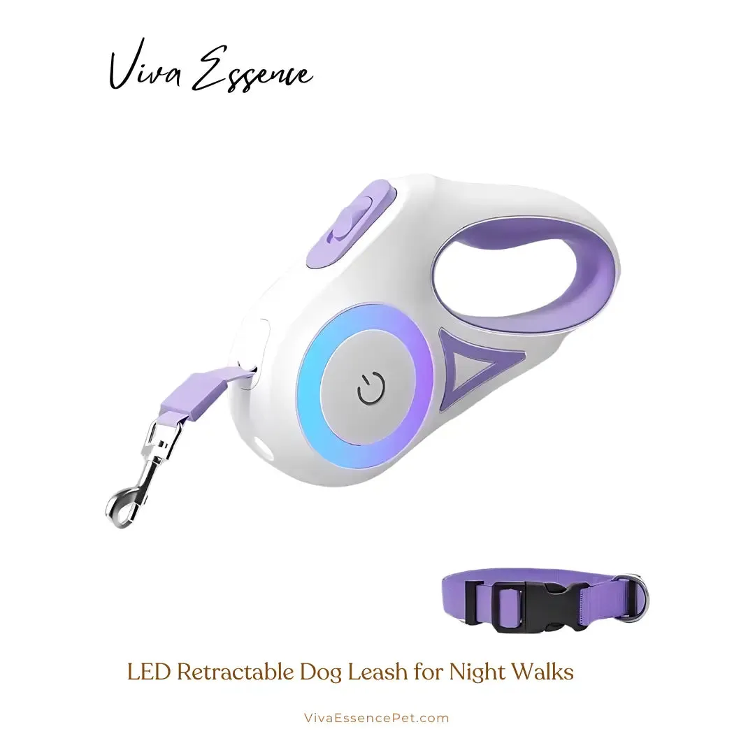 LED Retractable Dog Leash for Night Walks