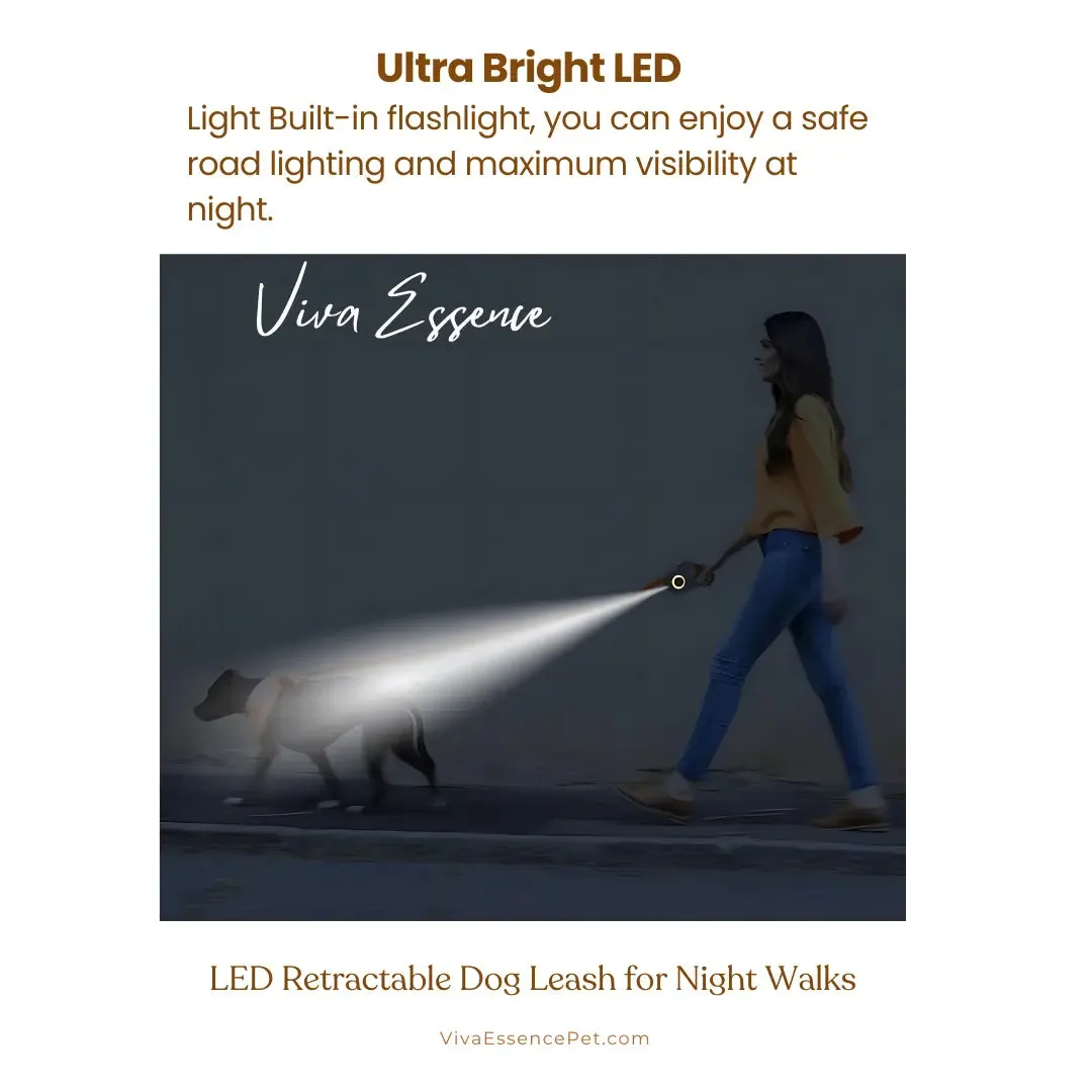 LED Retractable Dog Leash for Night Walks