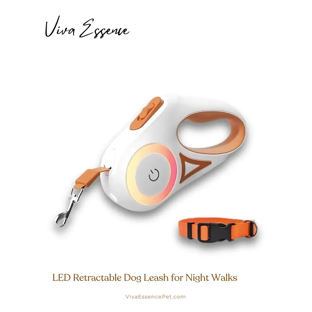 LED Retractable Dog Leash for Night Walks