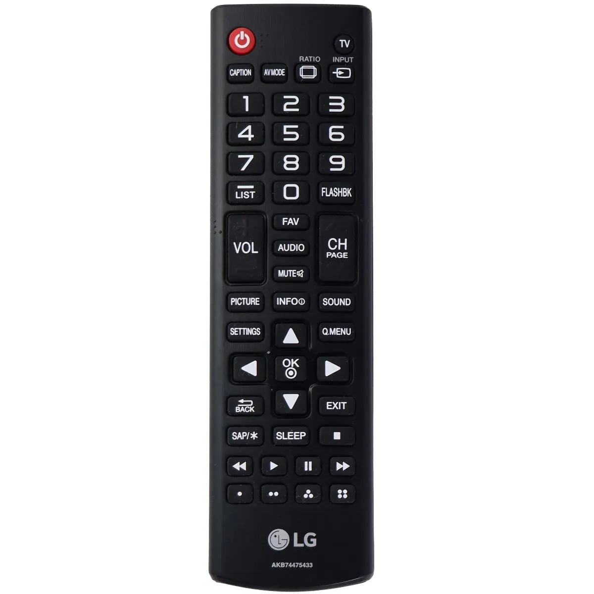 LG Remote Control (AKB74475433) for Select LG TVs - Black