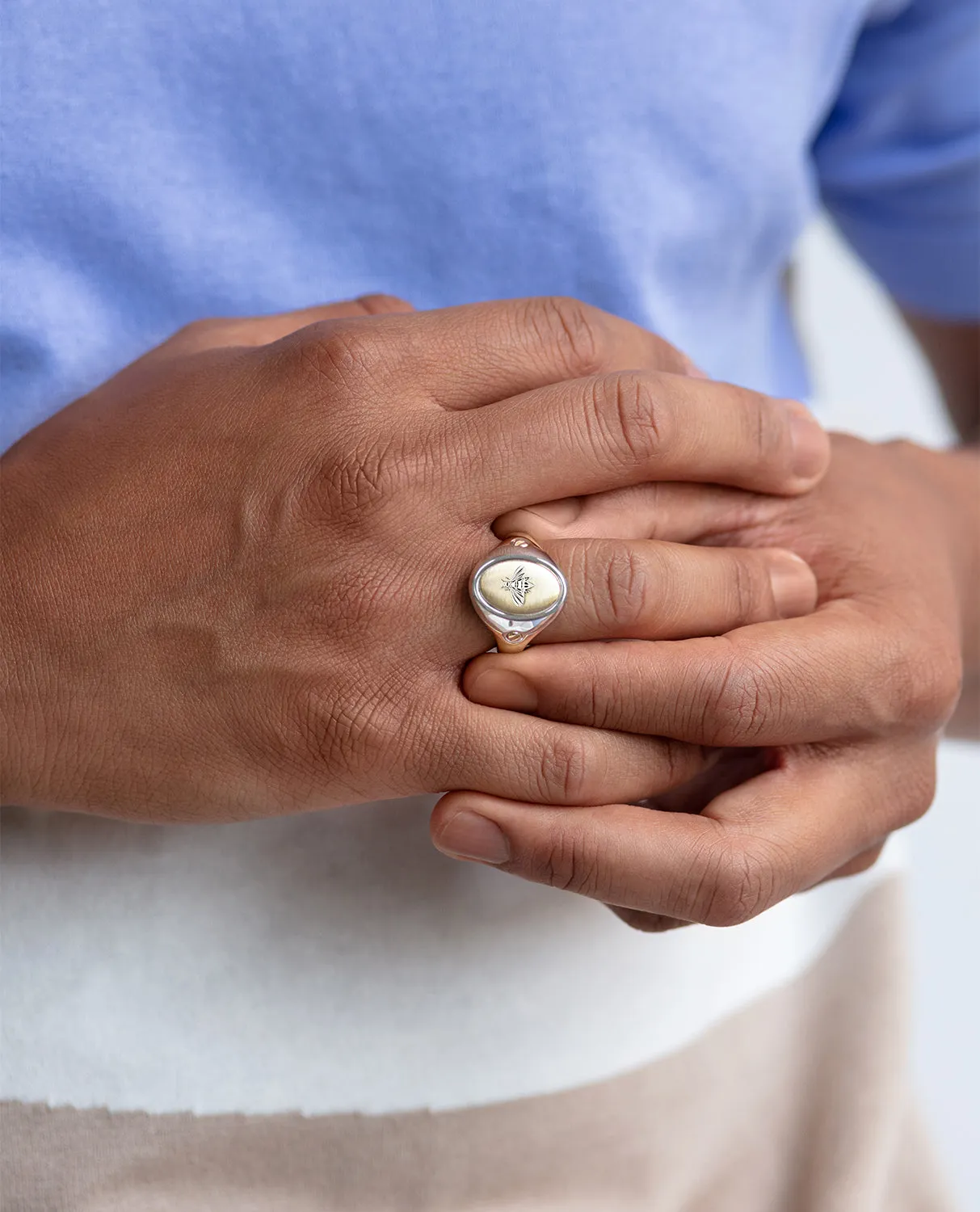 LODESTAR Two-Tone Gold Bee Signet Ring