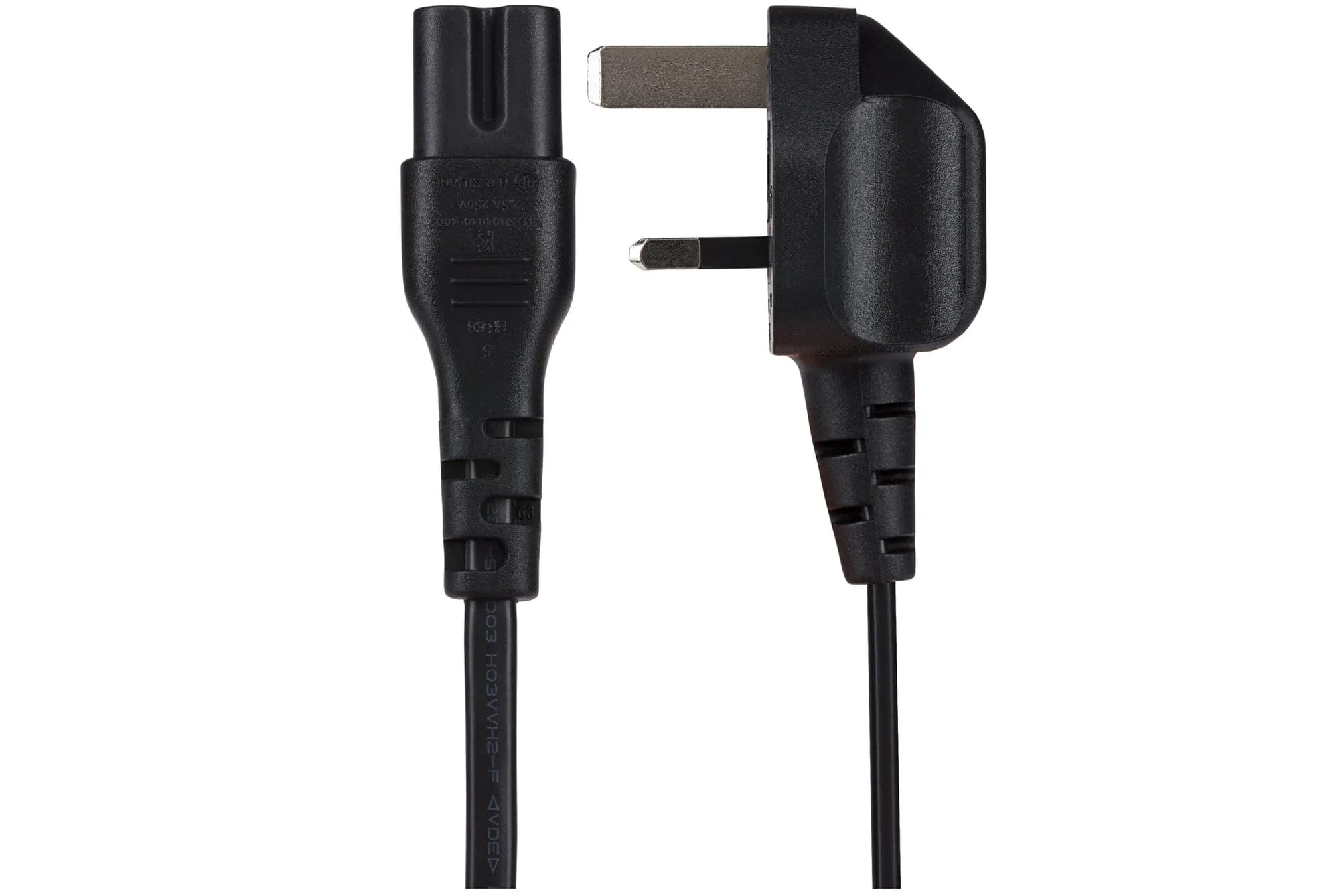 Maplin Power Lead IEC C7 Fig 8 2 Pin Plug to UK 3 Pin Mains Plug - 1m, 13 Amp Fuse