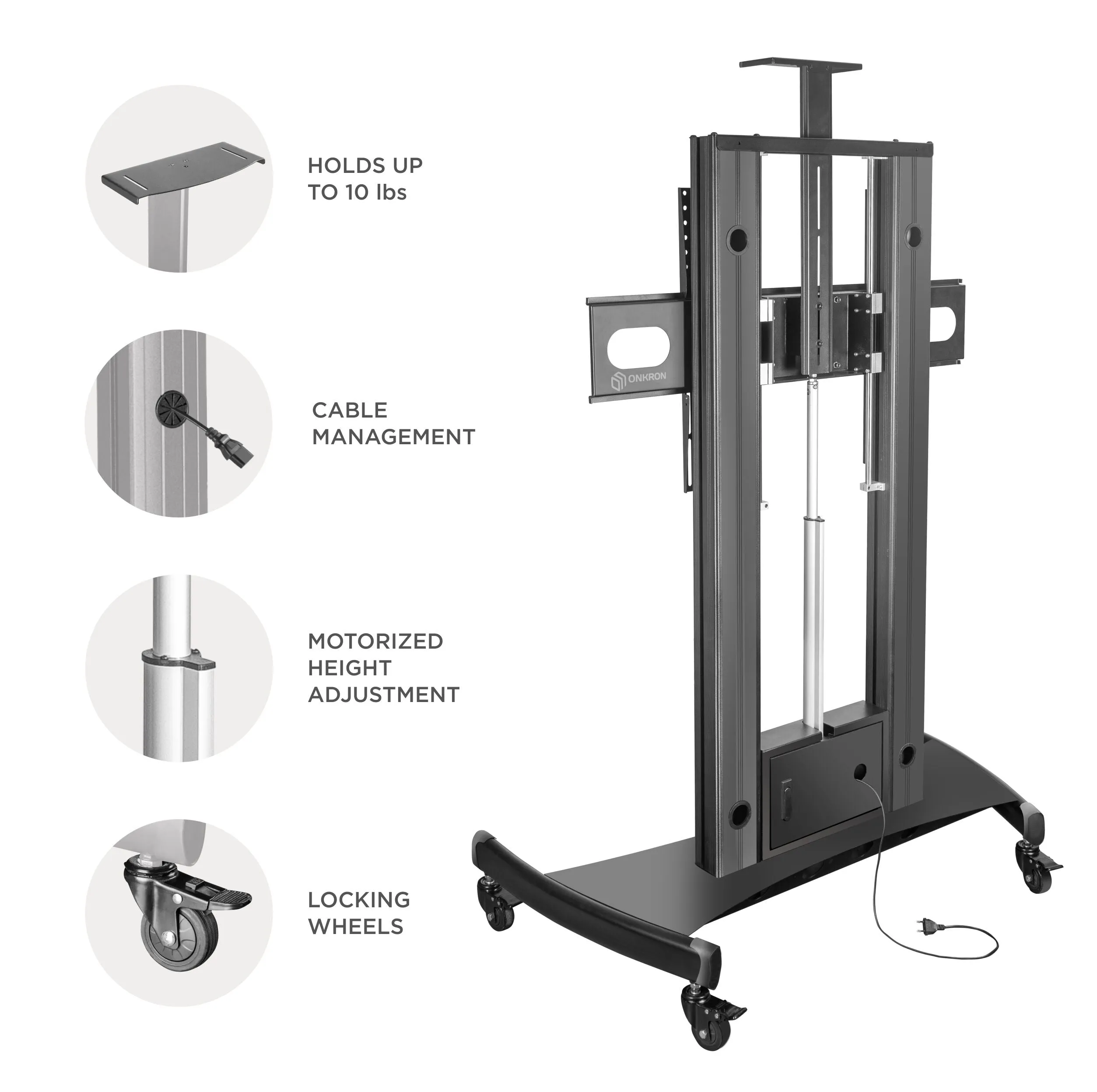 Mobile TV stand for 55"-100" max 300 lbs, black TS2210