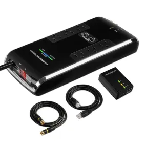 Monster Power 6 AC Outlets 2 USB 3.4Amp Ports and Coaxial In-Out Surge Protector