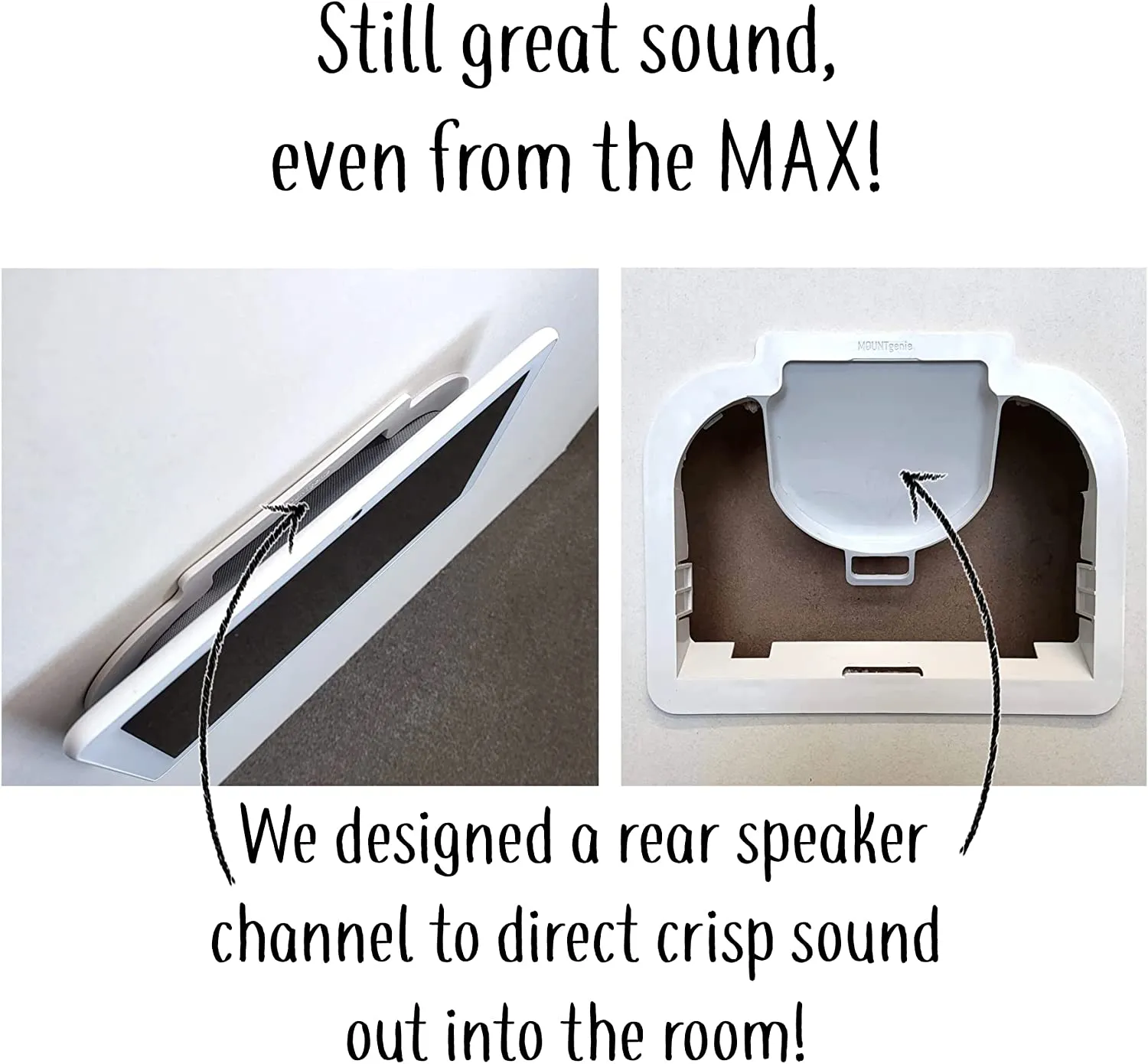 Mount Genie Simple Built-in Google Nest Hub MAX Wall Mount: The Perfect Smart Home Command Center | Fully Exposed Speakers | Designed in The USA