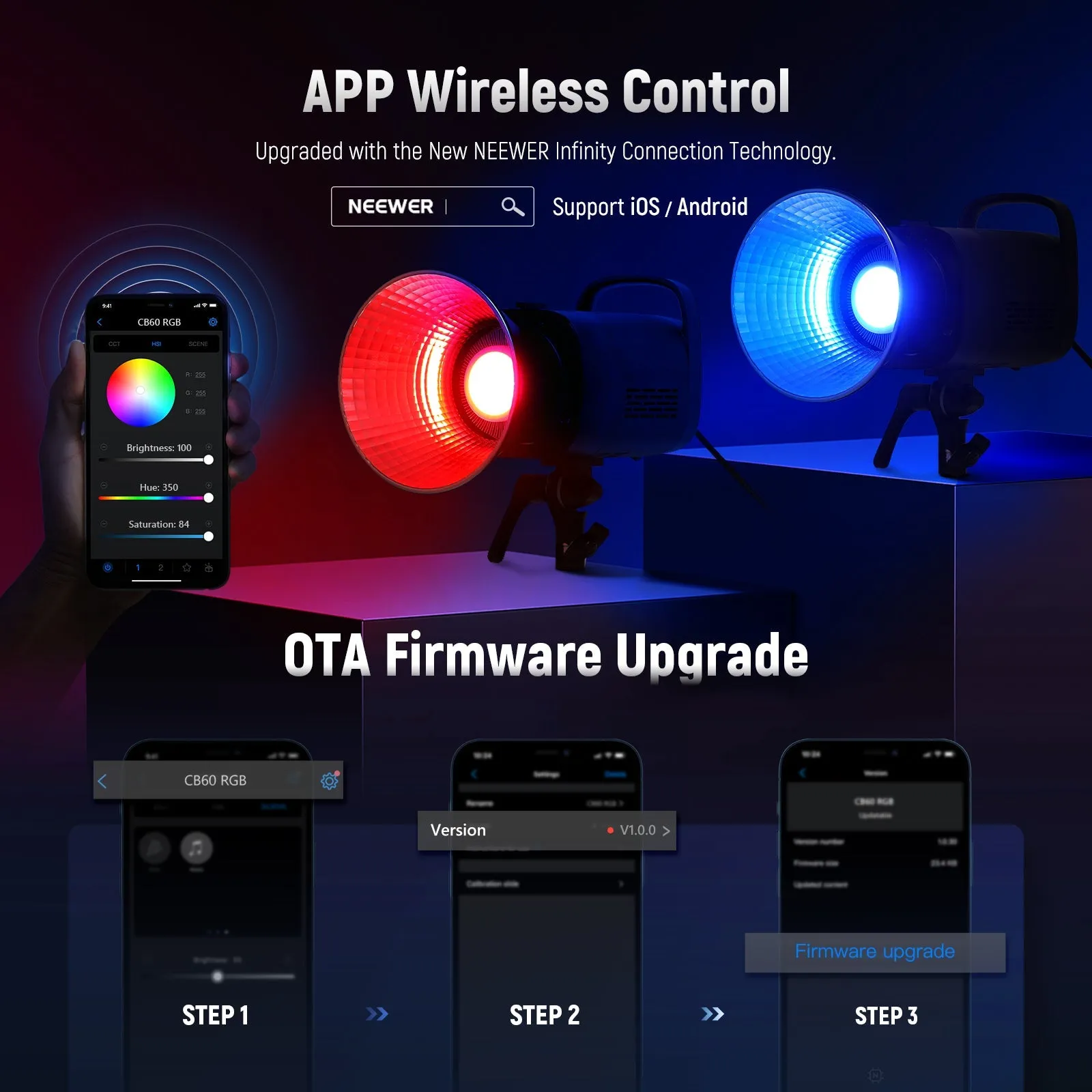 NEEWER RGB CB60 70W CRI 97  LED Video Light
