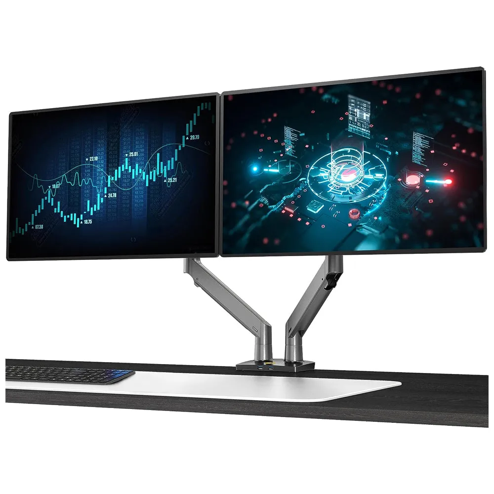 North Bayou NB G75 22-32 inch Full Swivel Gas Strut Arm Monitor Desk Stand with Desktop Pedestal Mount, Universal LCD, LED Flat Screen Smart TV, PC Monitor Mounting Bracket