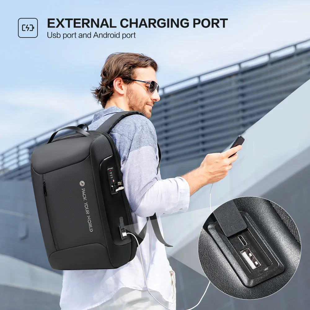OIWAS Anti-Theft Backpack with Password Lock & USB Charging Port