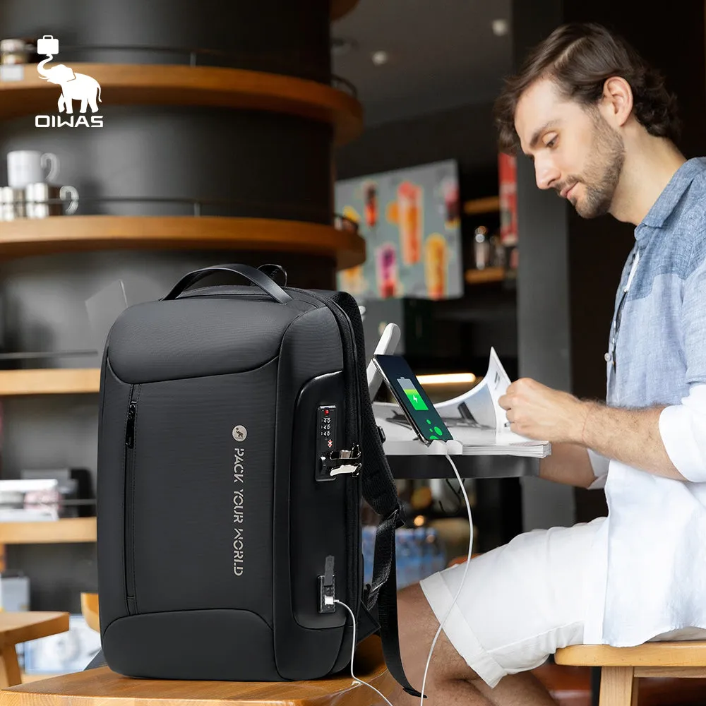 OIWAS Anti-Theft Backpack with Password Lock & USB Charging Port