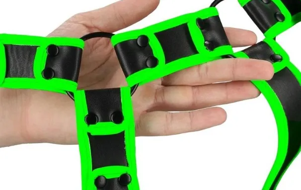 Ouch! Bonded Leather Body Harness Glow in the Dark