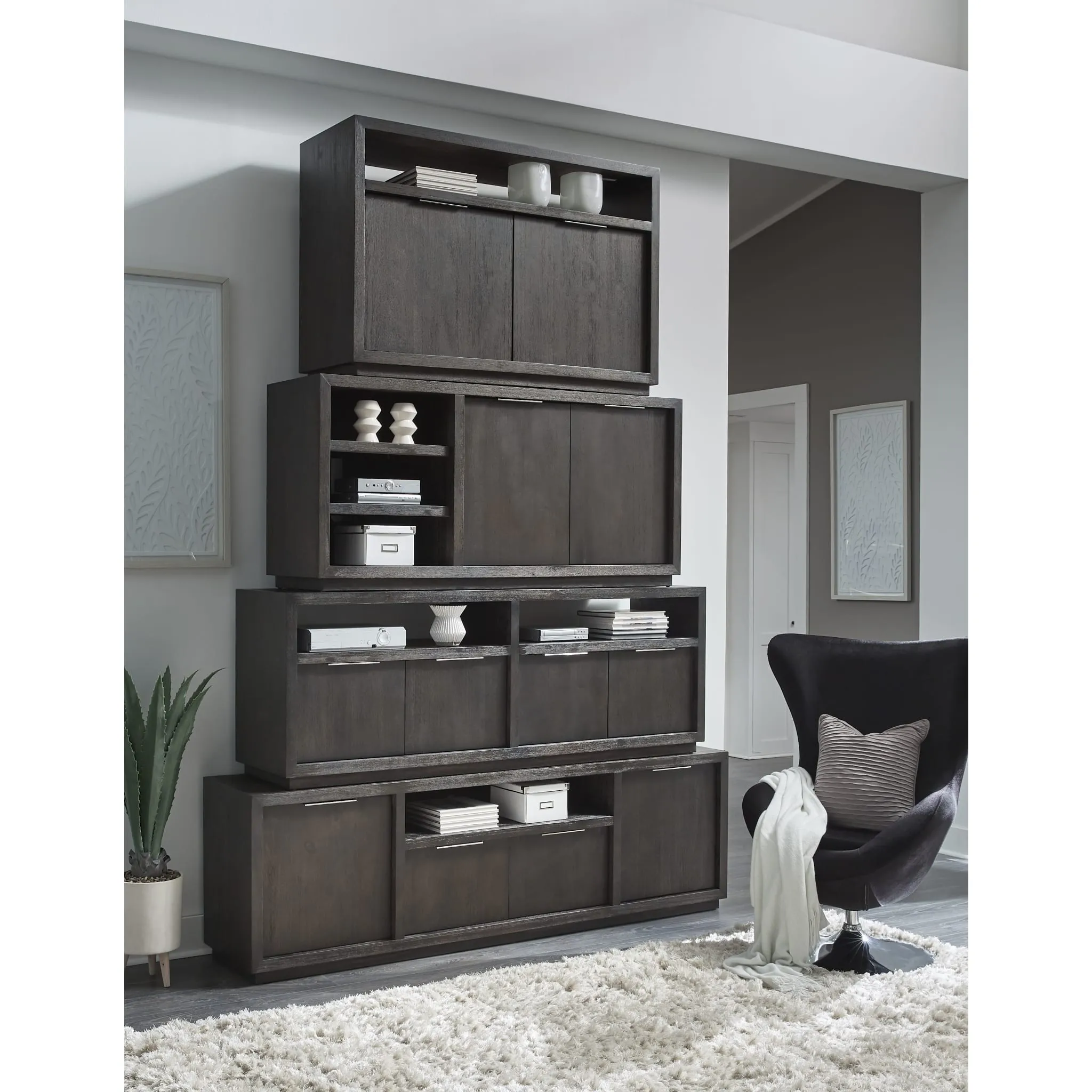 Oxford Solid Wood 54 inch Media Console in Basalt Grey