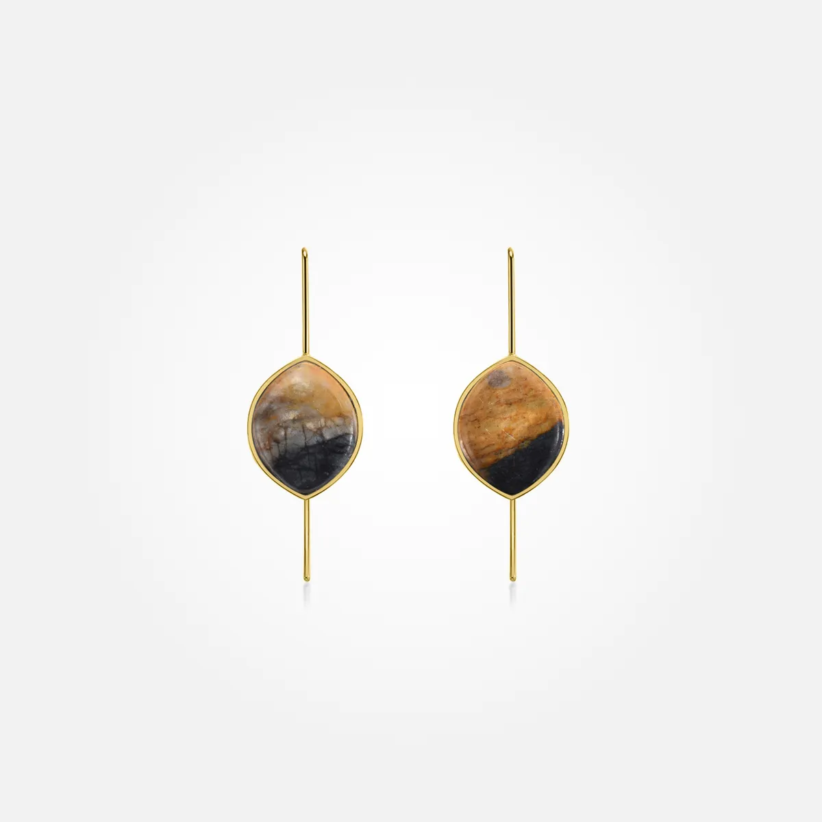 Picasso Jasper Stone Earrings (Curved)