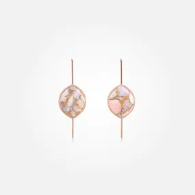 Pink Opal Copper Stone Earrings (Curved)
