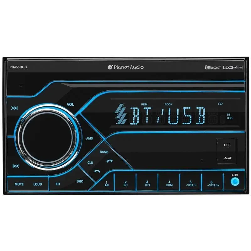 Planet Audio PB455RGB Digital Media Bluetooth Car Stereo   Free AUX