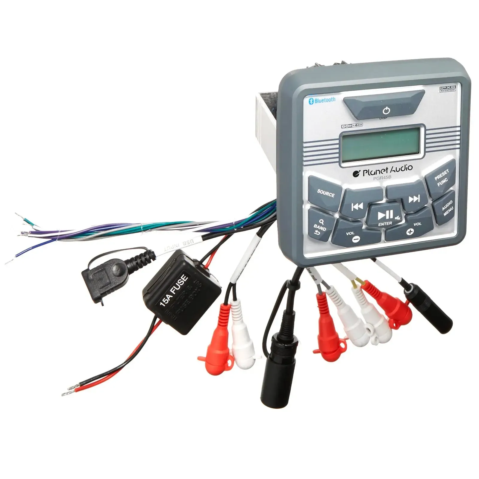 Planet Audio PGR45B Marine Gauge Receiver Bluetooth Weatherproof Multimedia Player