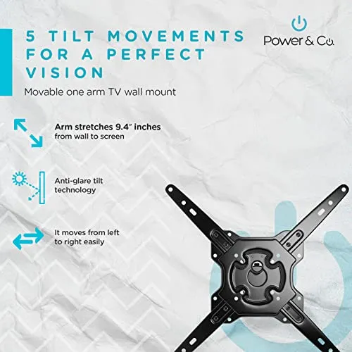 Power & Co Universal TV Wall Mount Anti-Glare Full Motion Articulating