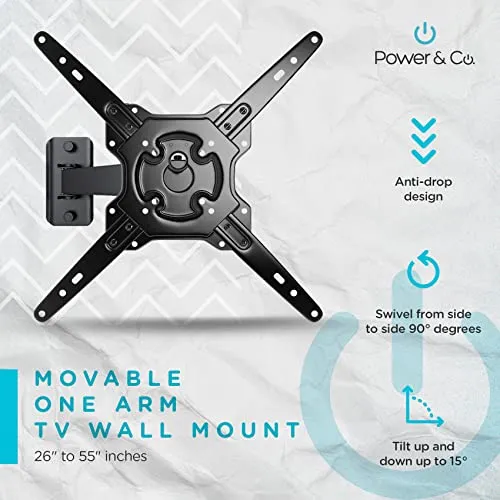 Power & Co Universal TV Wall Mount Anti-Glare Full Motion Articulating
