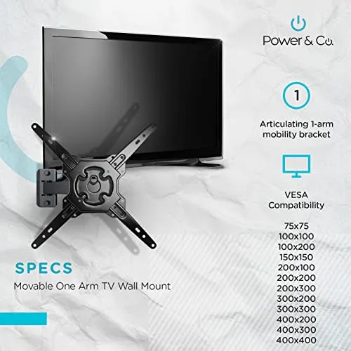 Power & Co Universal TV Wall Mount Anti-Glare Full Motion Articulating