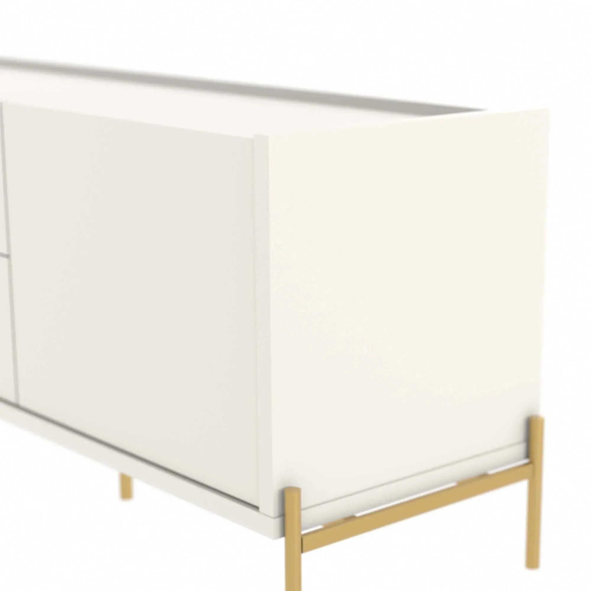 Rack para TV Até 75" 2 Gavetas 2 Portas Jasper 185 cm - Off White Fosco c/ Dourado
