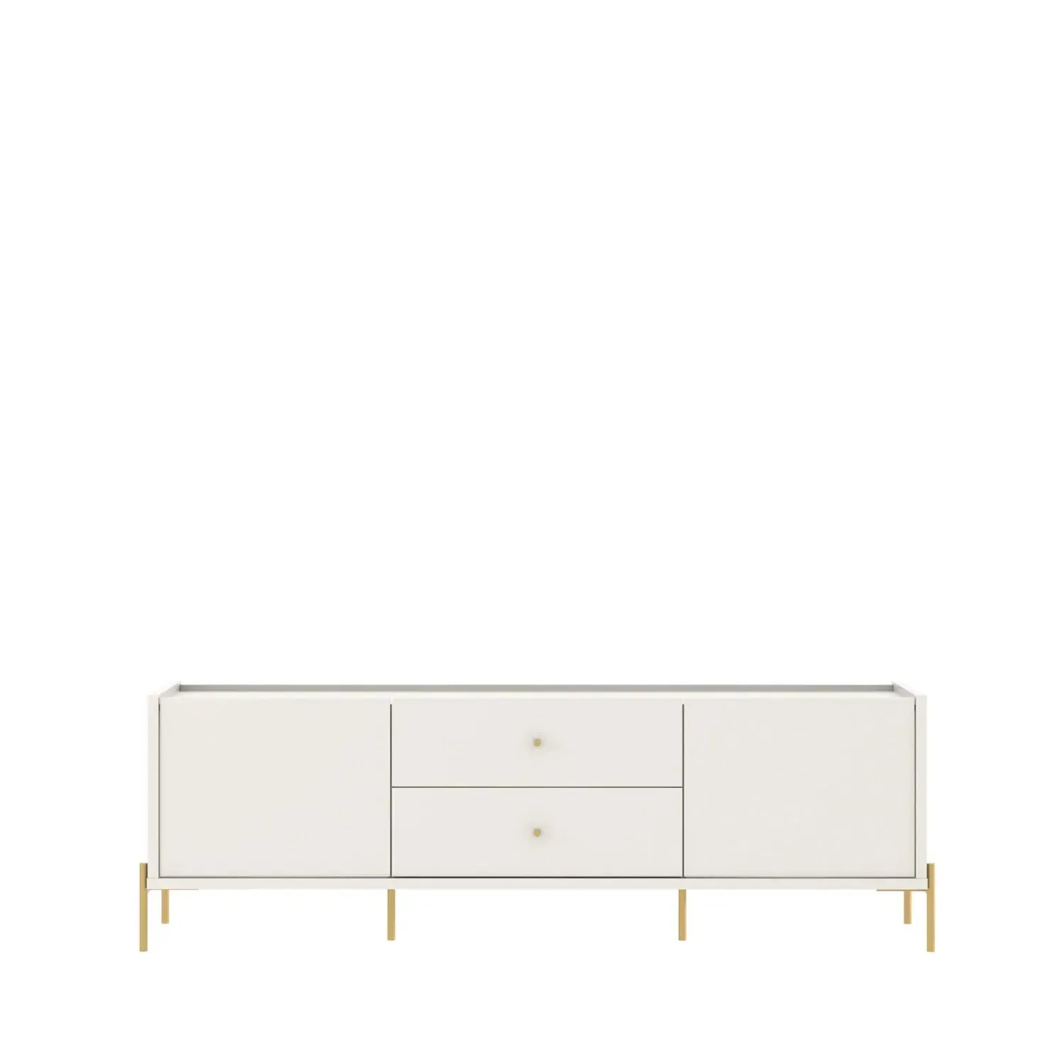 Rack para TV Até 75" 2 Gavetas 2 Portas Jasper 185 cm - Off White Fosco c/ Dourado