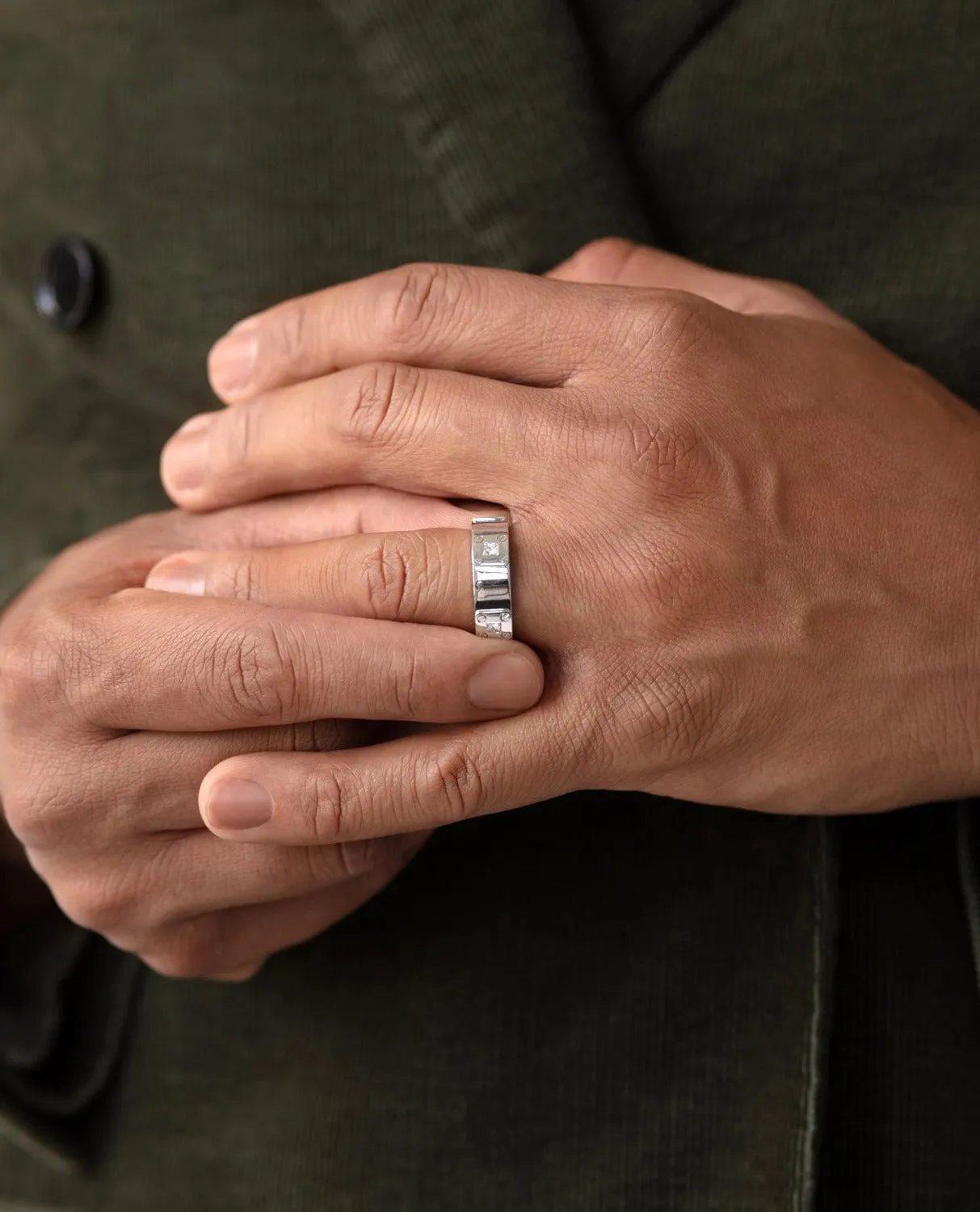 Ready to Ship - BARITE Gold Wedding Ring with 0.60ct Diamonds