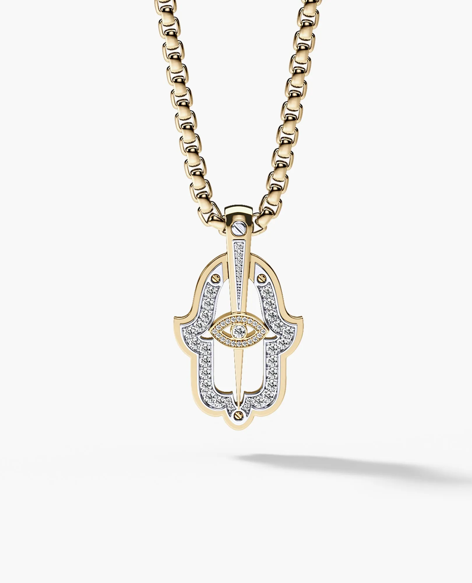 Ready to Ship - HAMSA Pendant in Gold with 0.30ct Diamonds