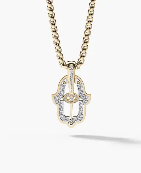 Ready to Ship - HAMSA Pendant in Gold with 0.30ct Diamonds