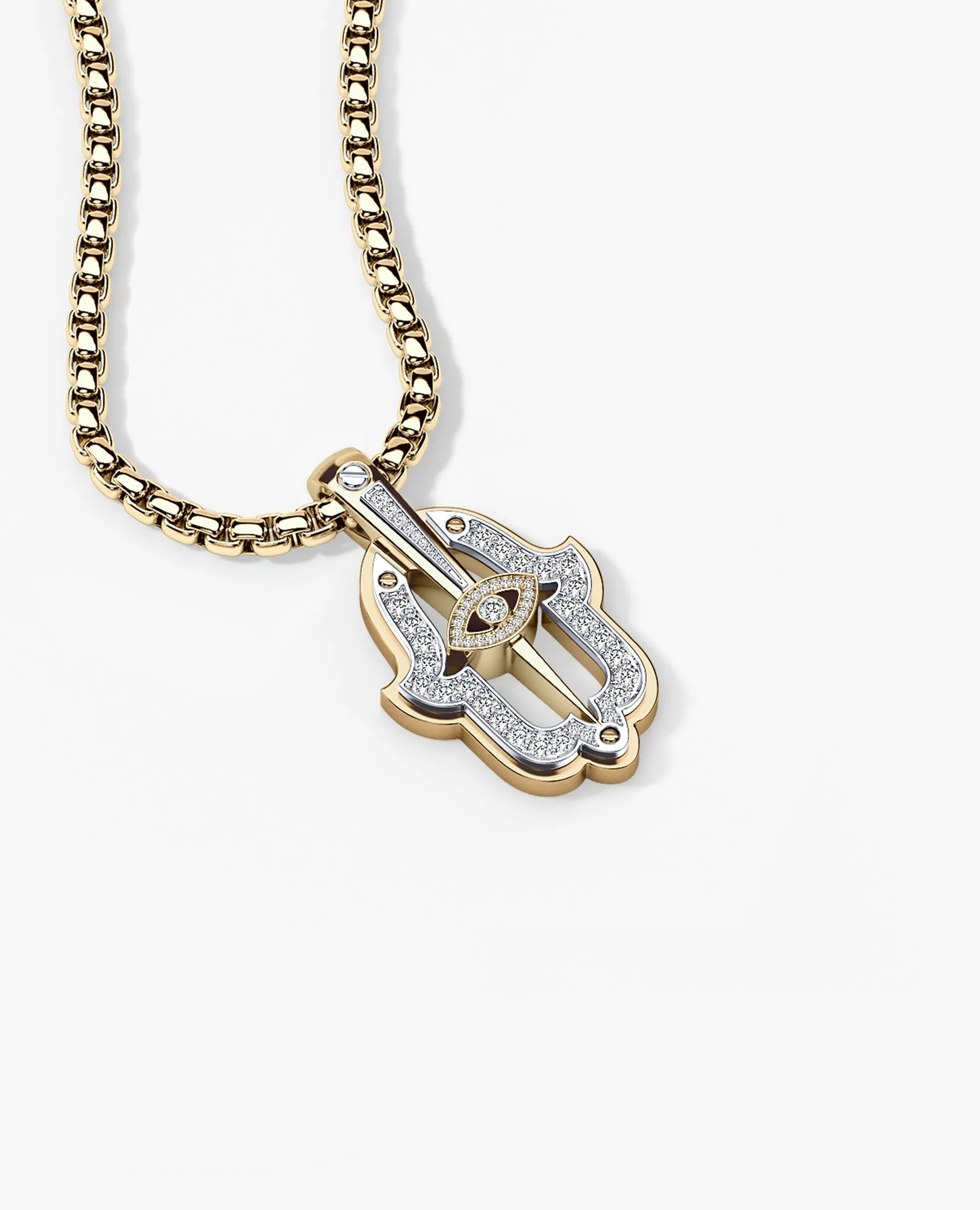 Ready to Ship - HAMSA Pendant in Gold with 0.30ct Diamonds