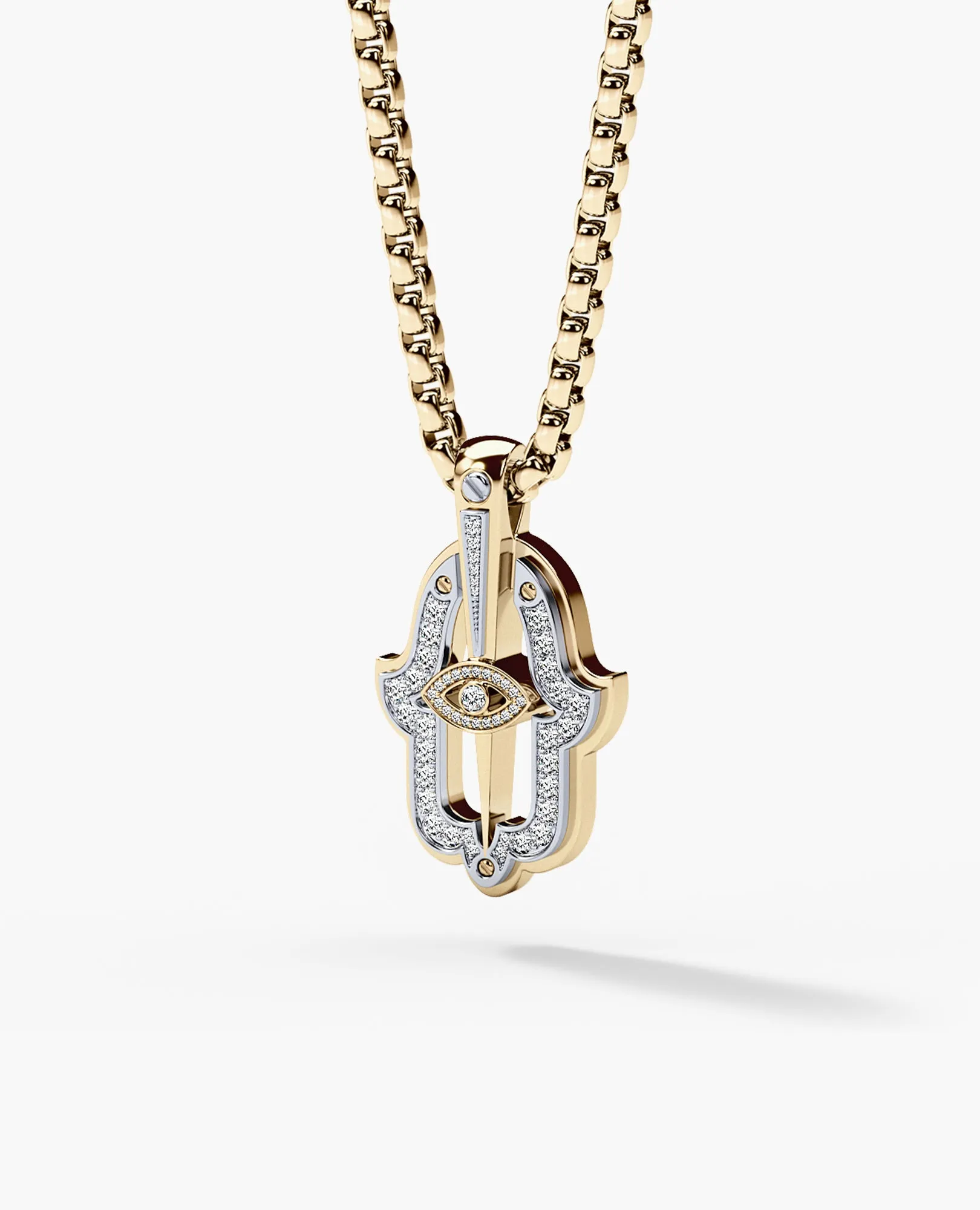 Ready to Ship - HAMSA Pendant in Gold with 0.30ct Diamonds