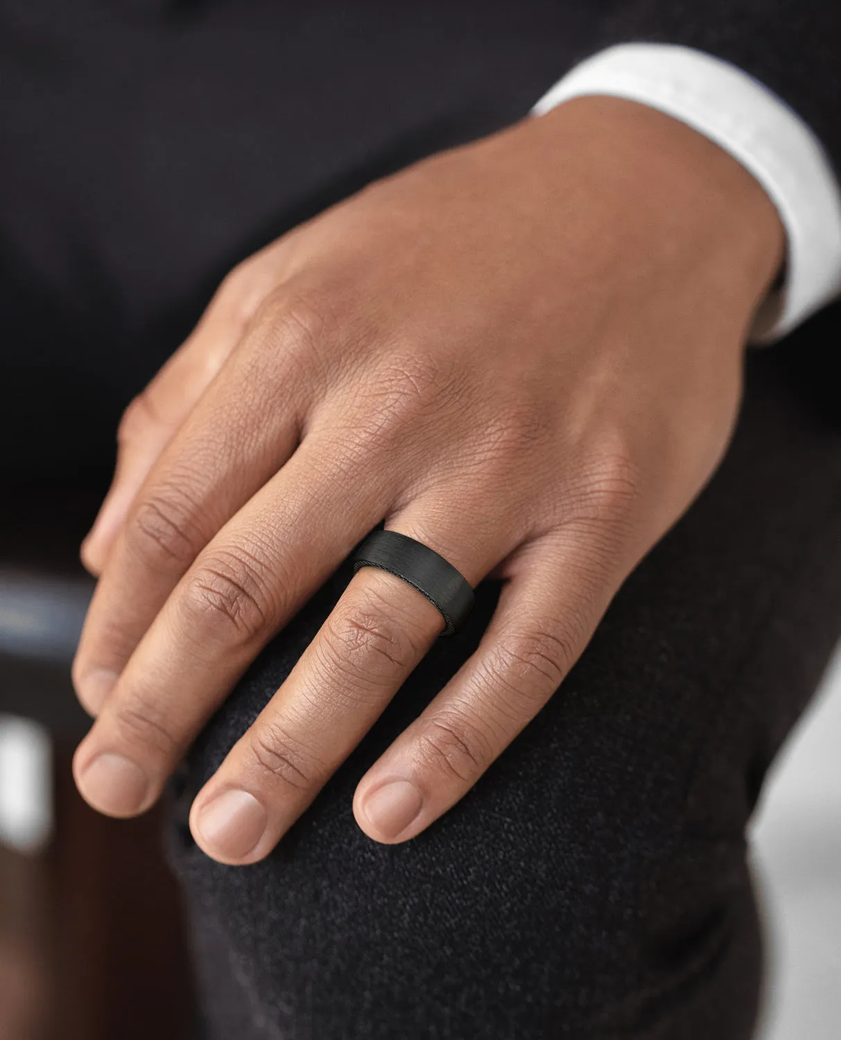 Ready to Ship - JERRITT Comfort Fit EverBlak Gold Ring with 0.70ct Black Diamonds