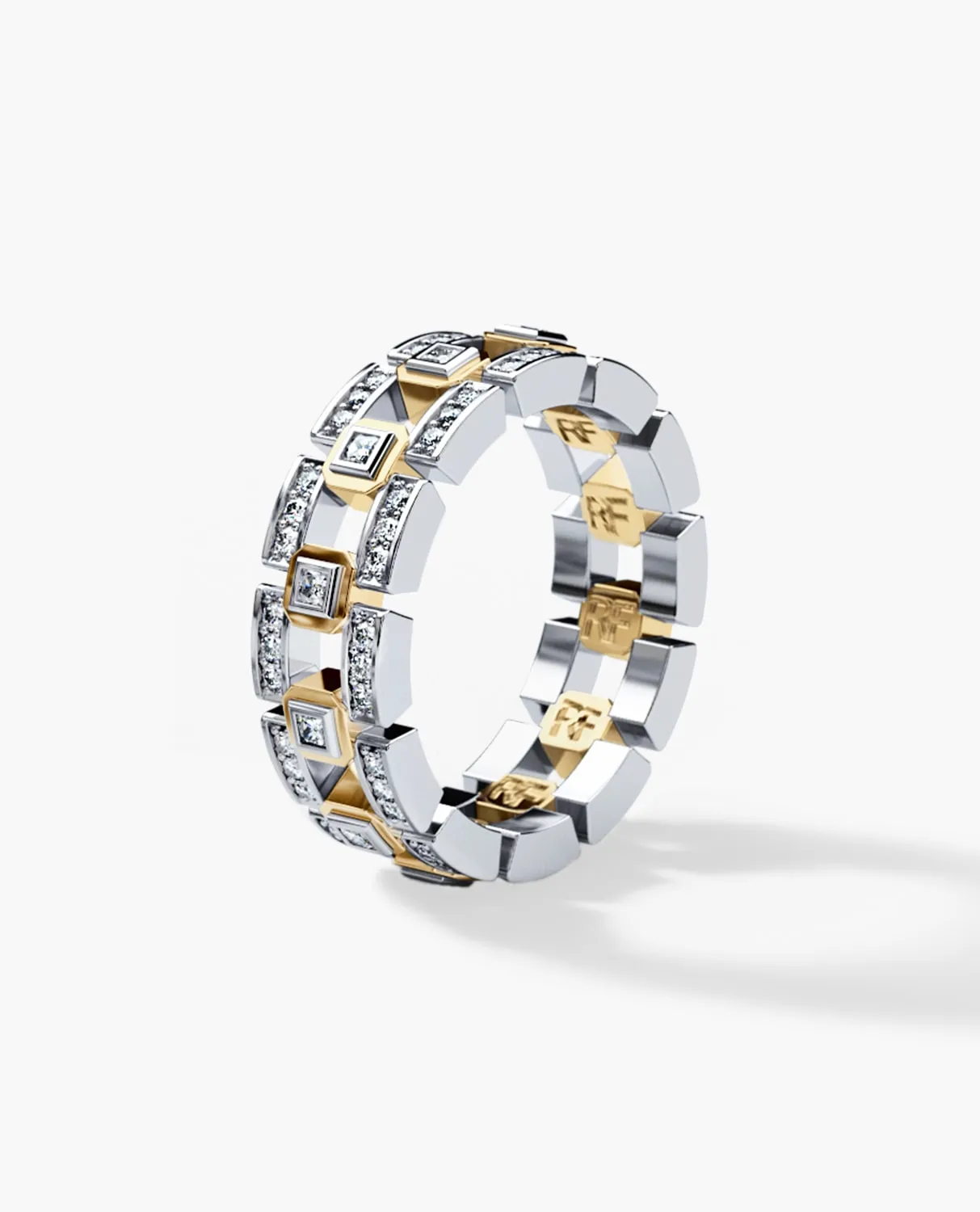 Ready to Ship - LA PAZ Two-Tone Gold Ring with 0.50ct White Diamonds with Initials