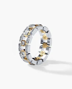 Ready to Ship - LA PAZ Two-Tone Gold Ring with 0.50ct White Diamonds with Initials