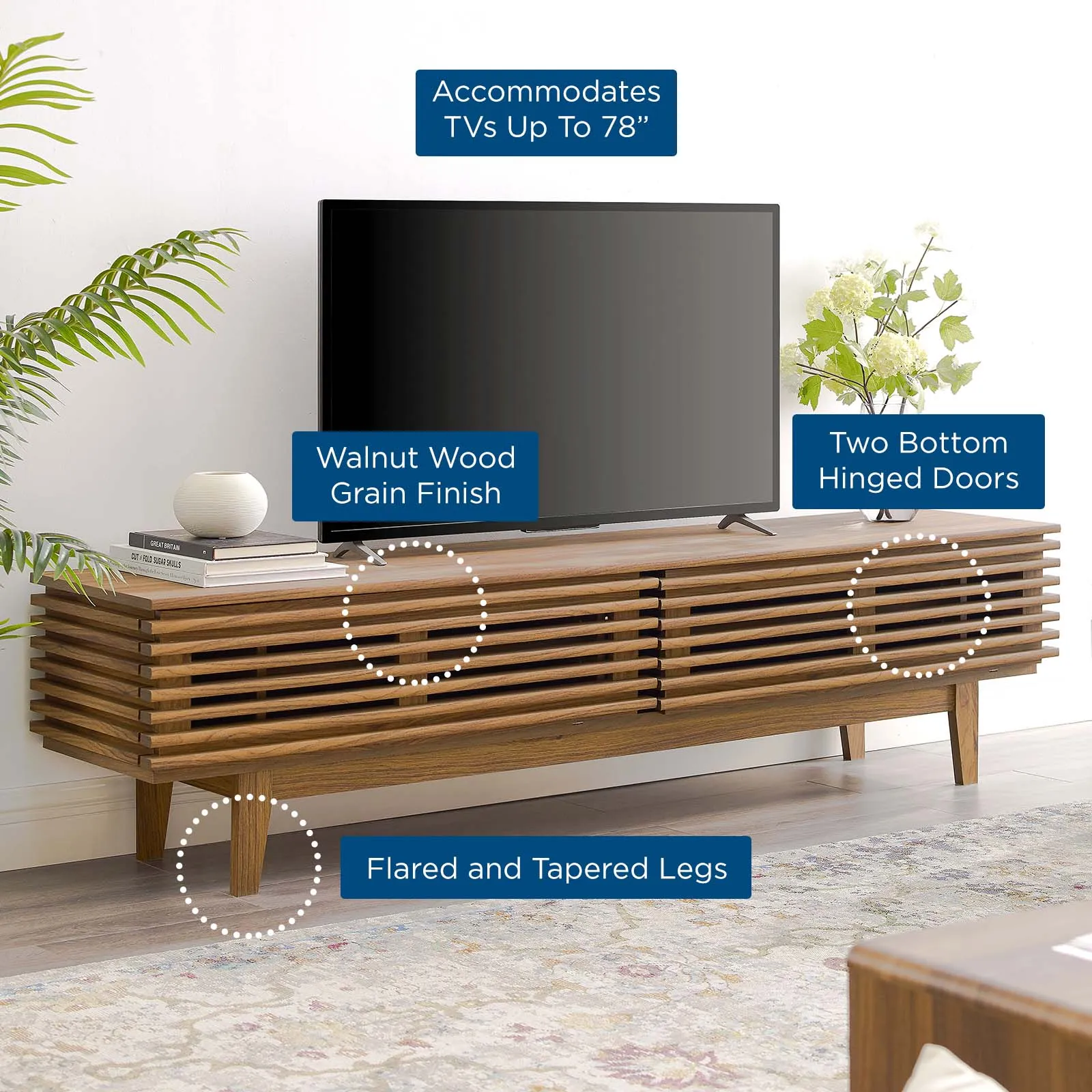 Render 71" TV Stand Walnut EEI-3348-WAL