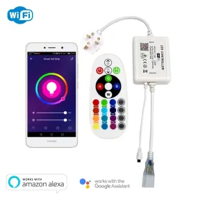 RGB Neon Flex 220V 240V 14x25mm WiFi APP LED controller work with Google & Alexa with 24key Remote RGB Neon Flex 220V 240V 14x25mm WiFi APP LED controller work with Google & Alexa with 24key Remote