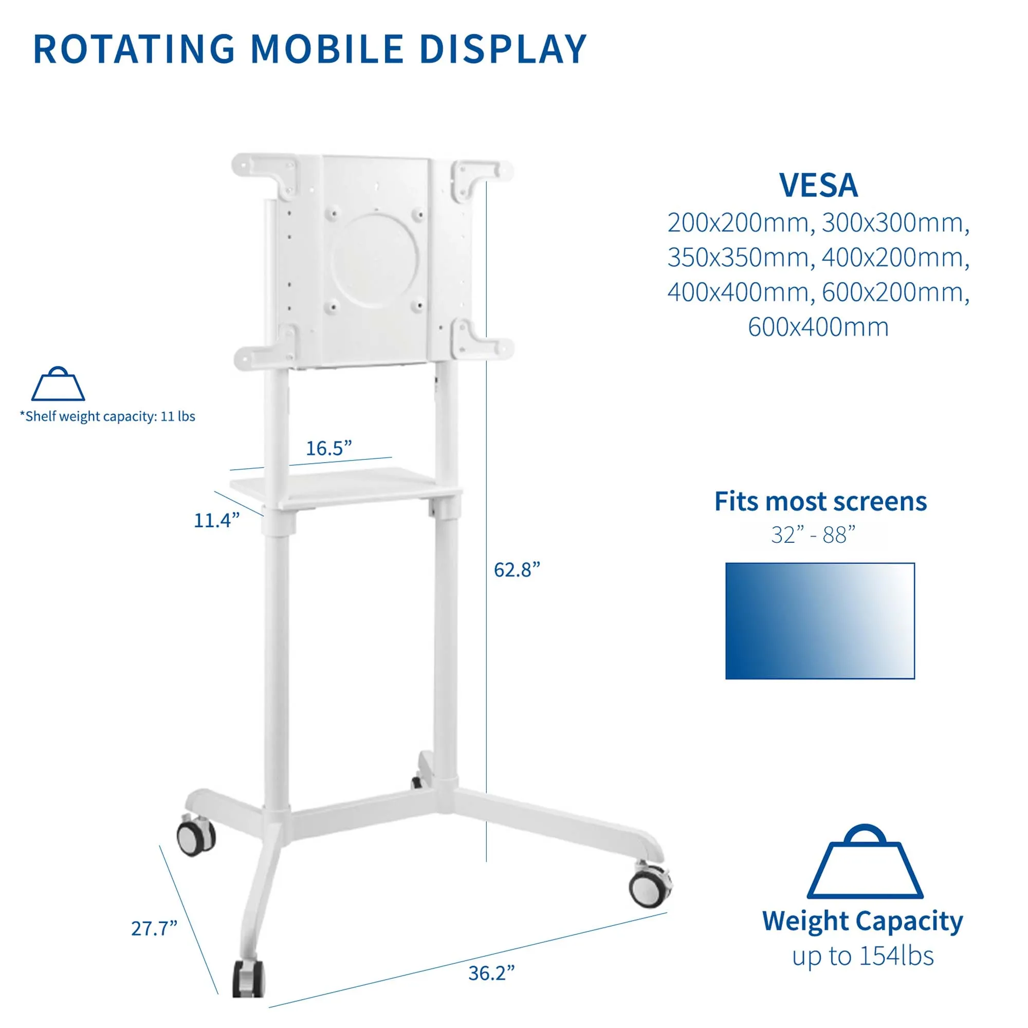 Rotating TV Cart for 32" to 88" TVs