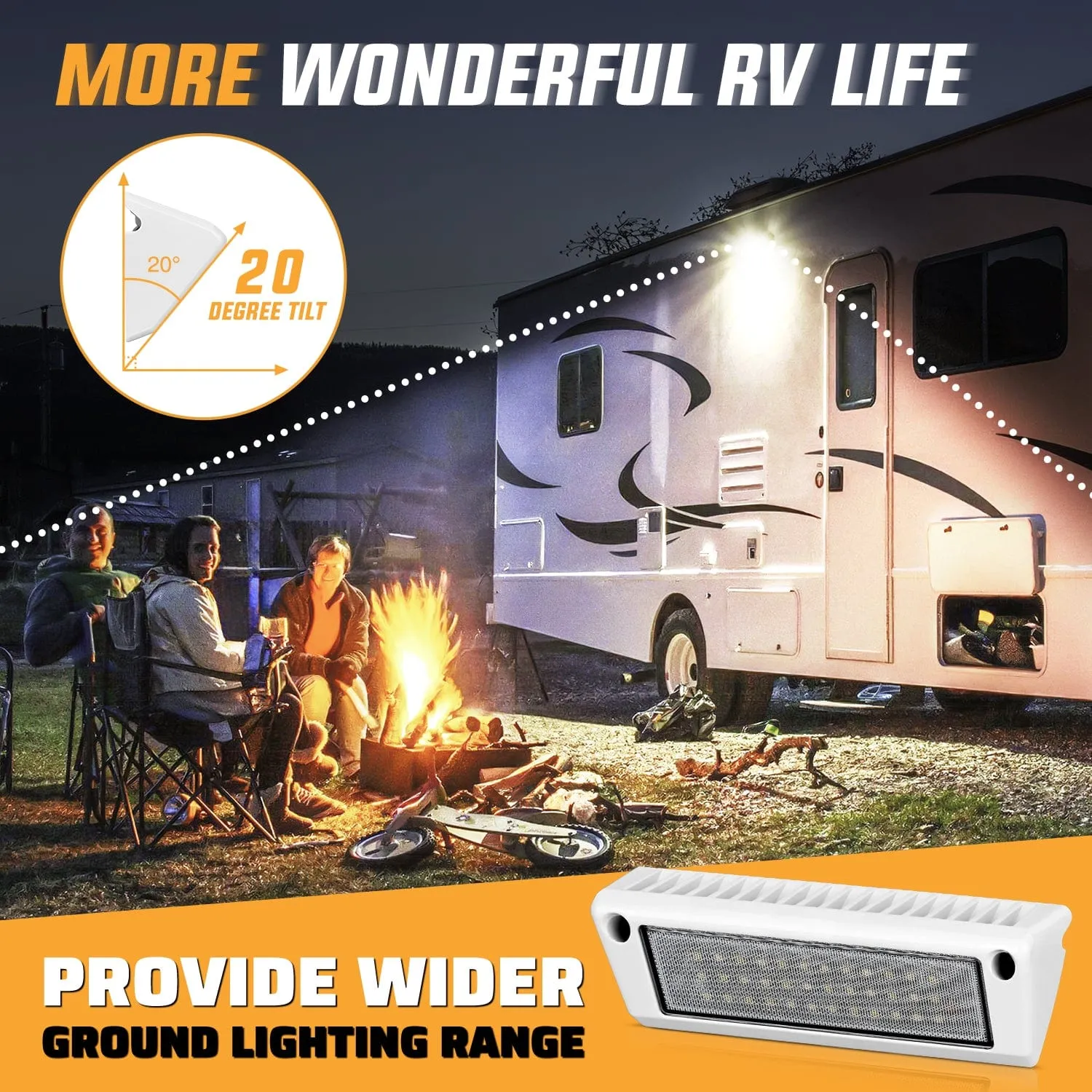RV Exterior Light 2PCS 9 Inch White Beam Porch Lights White Aluminum