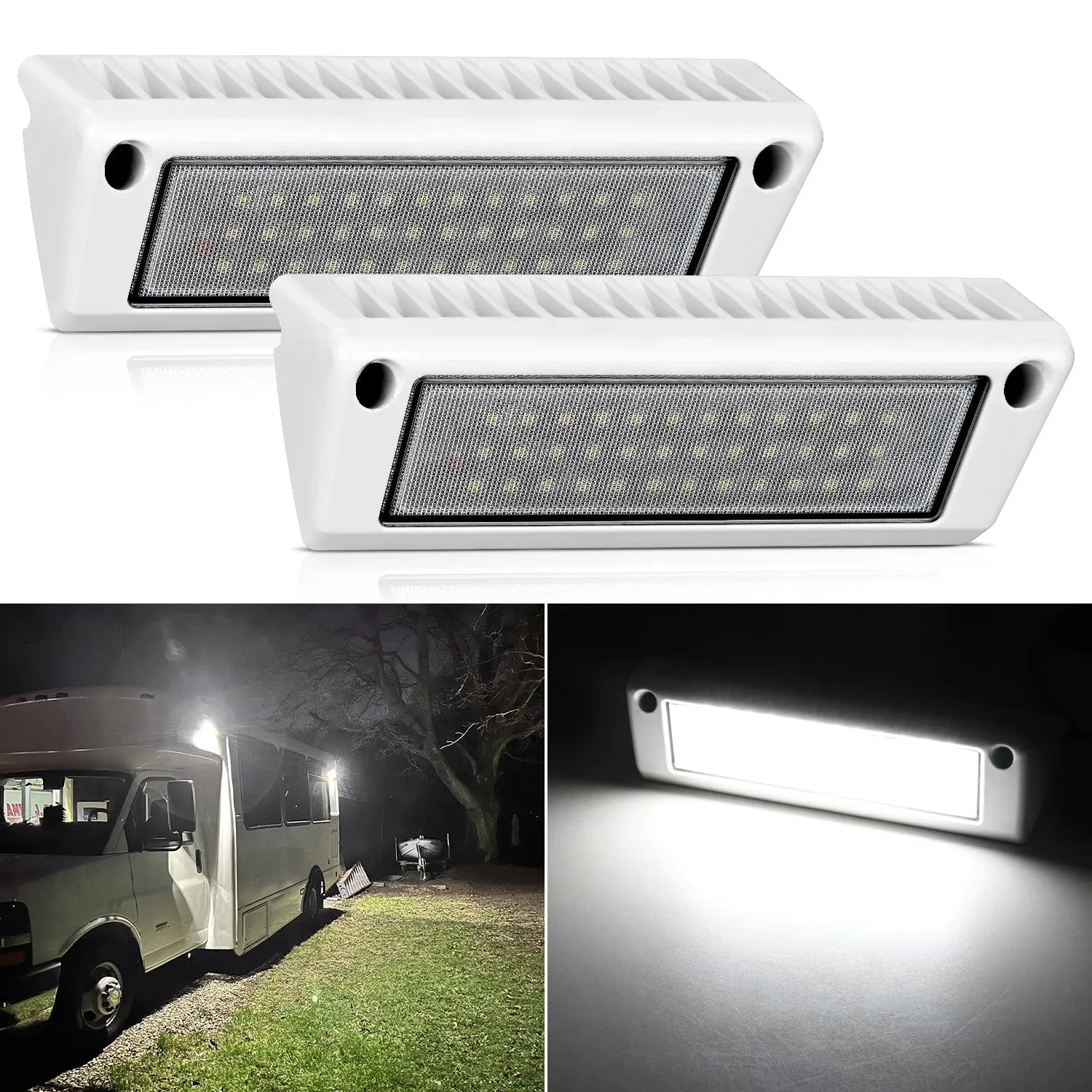RV Exterior Light 2PCS 9 Inch White Beam Porch Lights White Aluminum
